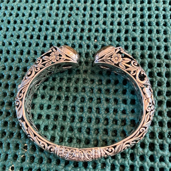 Samuel B Benham Labradorite Cabochons Ornate Bali Sterling 18K Cuff Bracelet - Picture 13 of 13